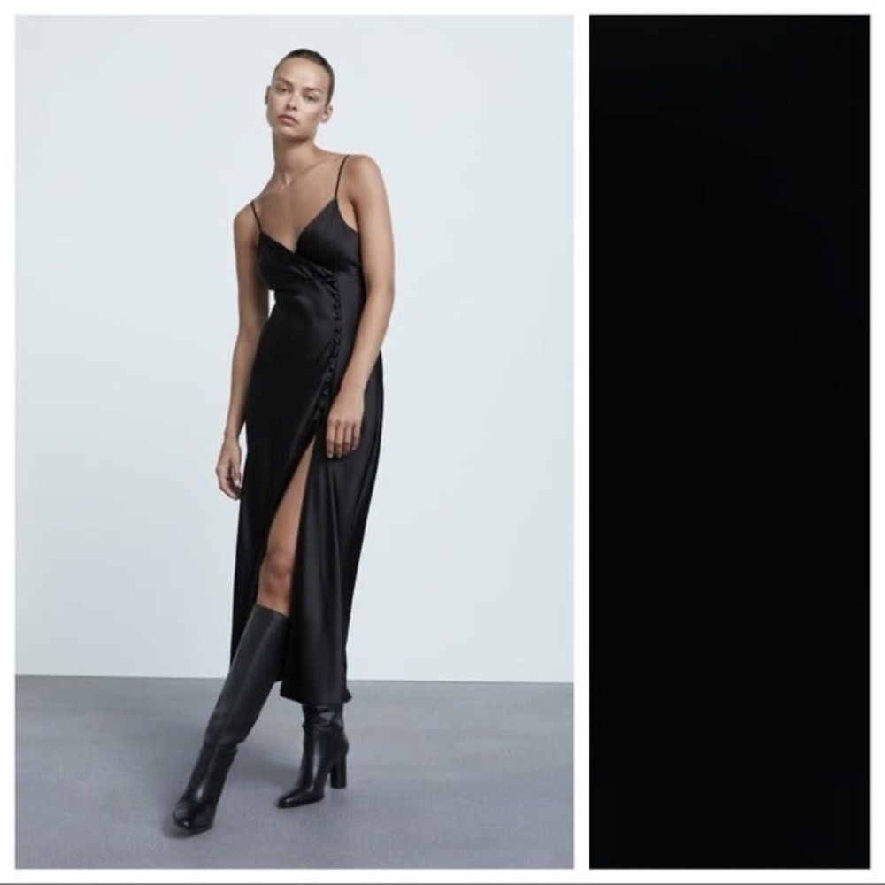 Zara satin black dress
